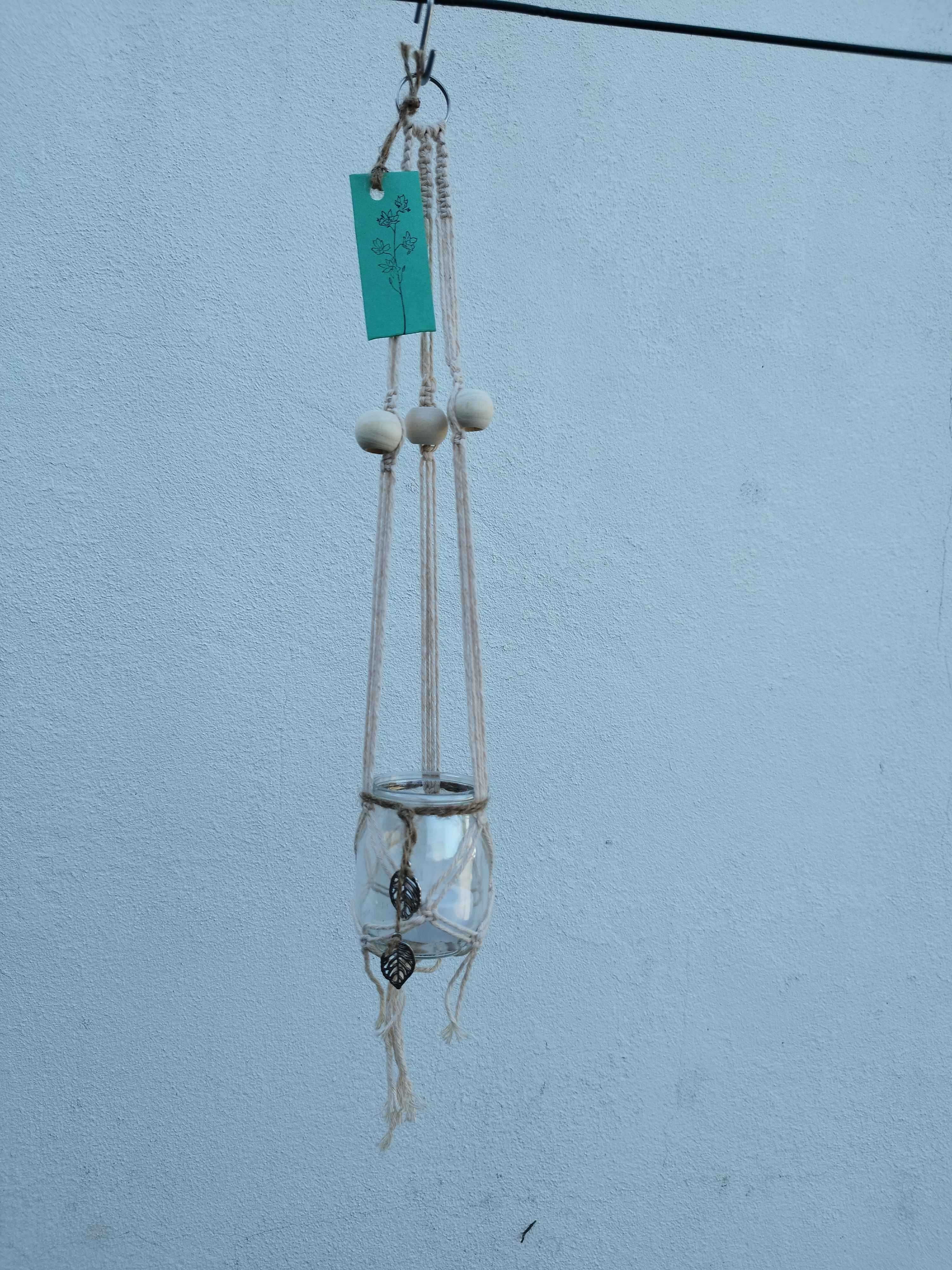 Porta-Velas de Macramé Feito à Mão