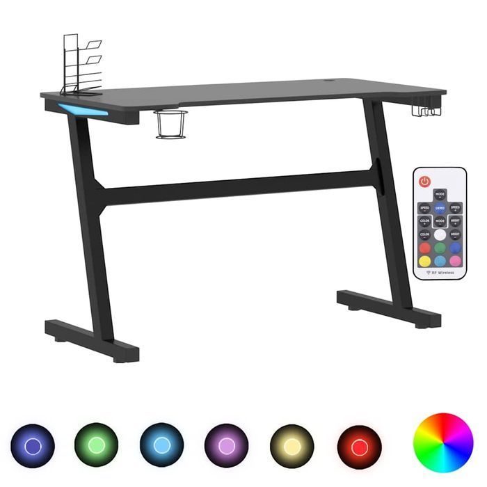 Vidaxl Biurko Z Led I Nogami W Kształcie Z, Czarne, 110X60X75 Cm