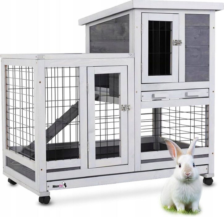 Klatka dla królików MaxxPet 95x63x93 cm - Szara