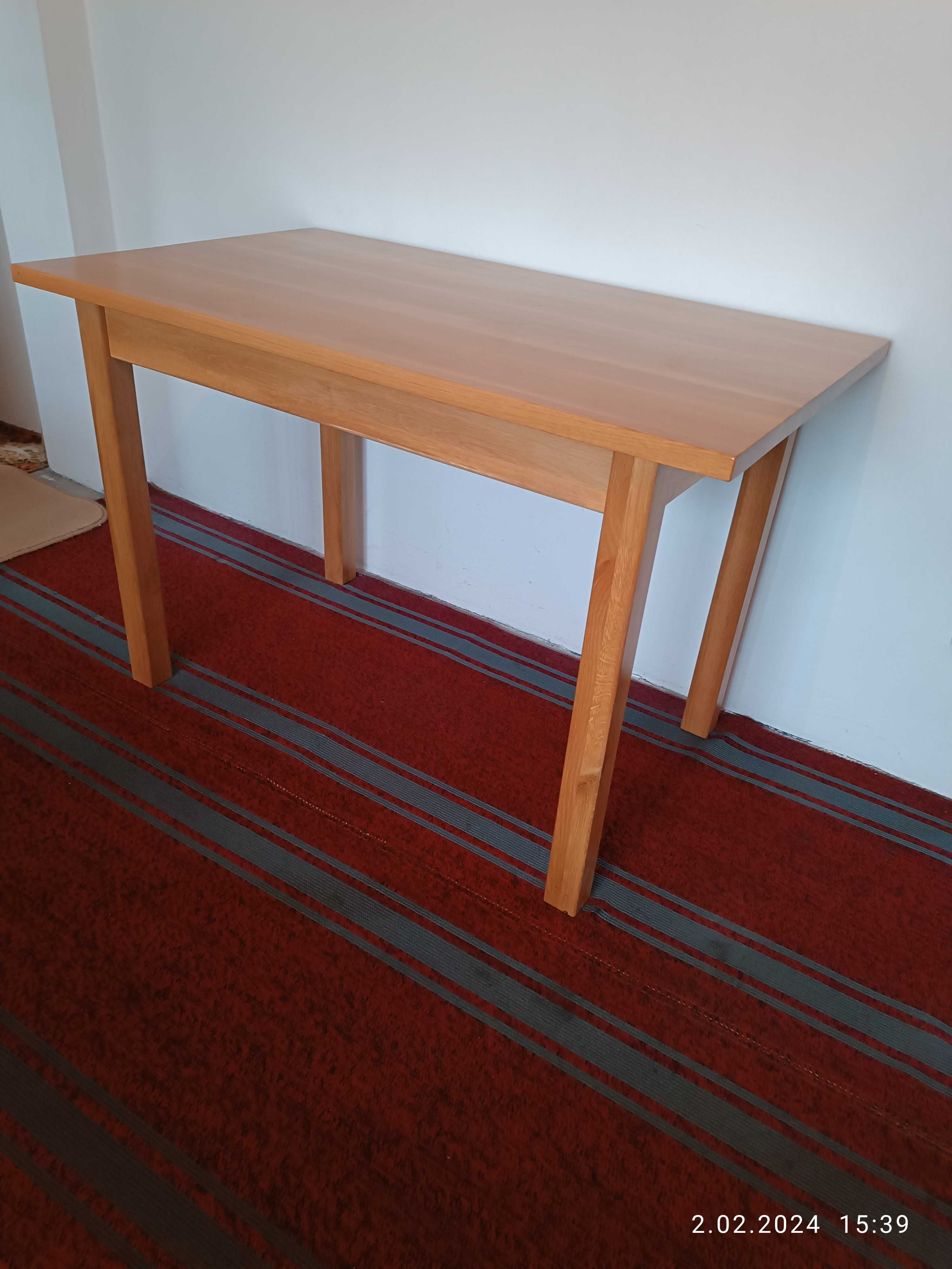 nowy stół drewniany dębowy bez sęków 120x70cm blat 3cm