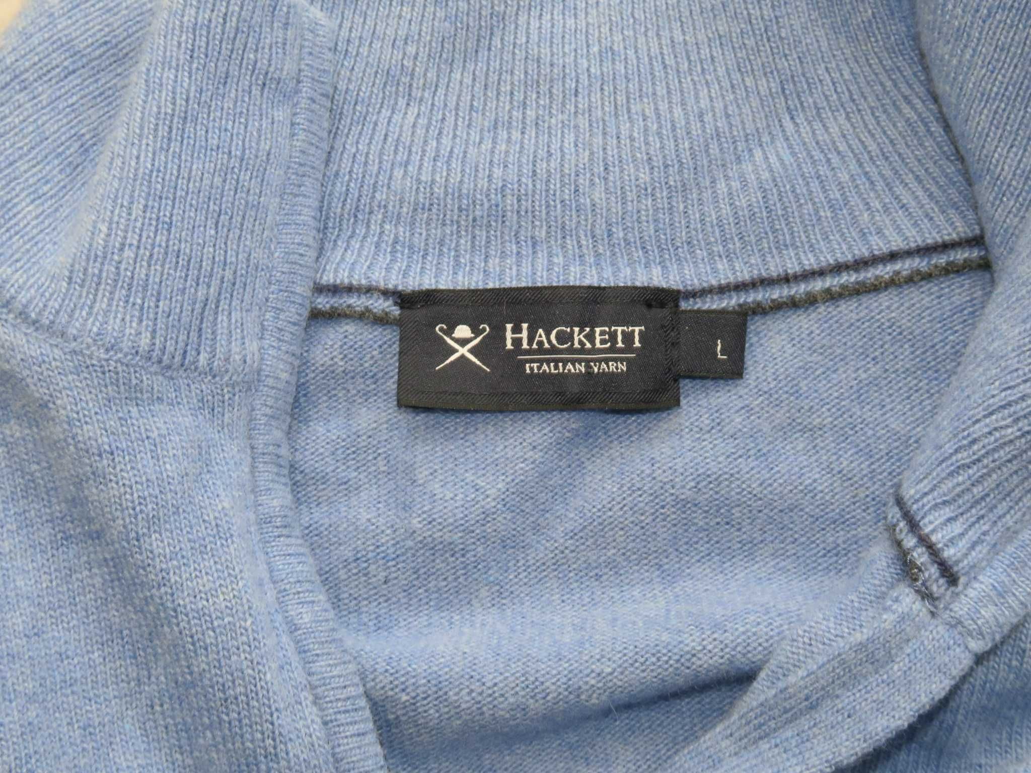 Hackett wełniany sweter z kaszmirem halfzip L