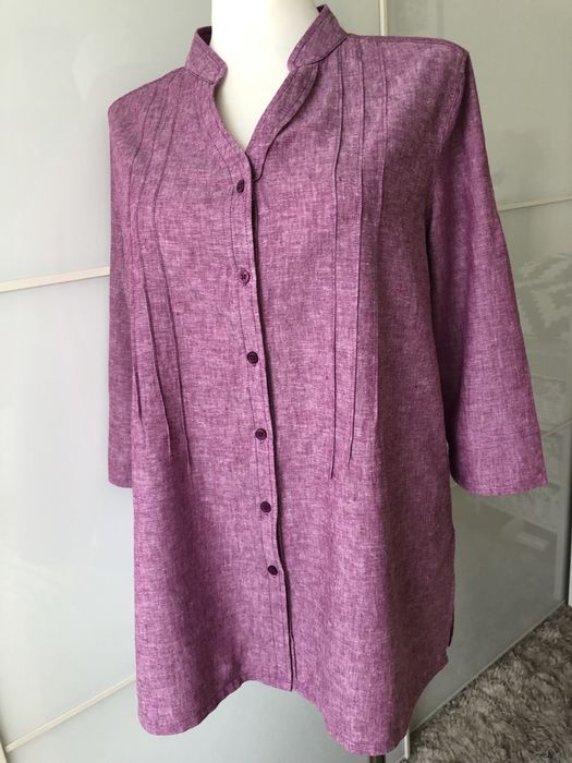 Lniana bluzka ze stójką