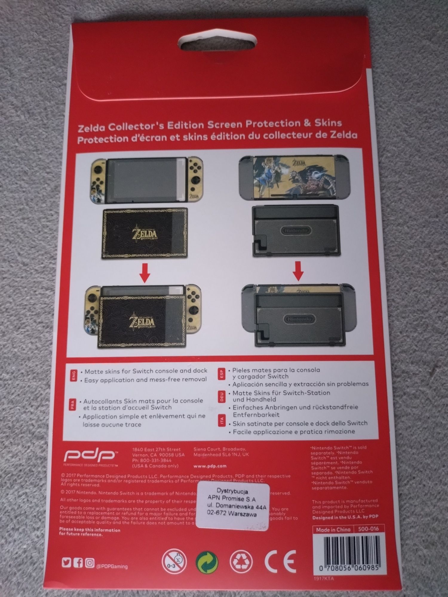 Nintendo Zelda folia ochronna plus naklejki.