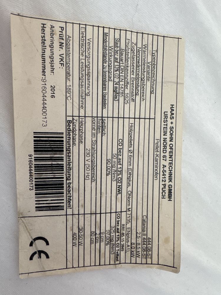 Piec na pellet firmy Haas+ Sohn model 444.08 St