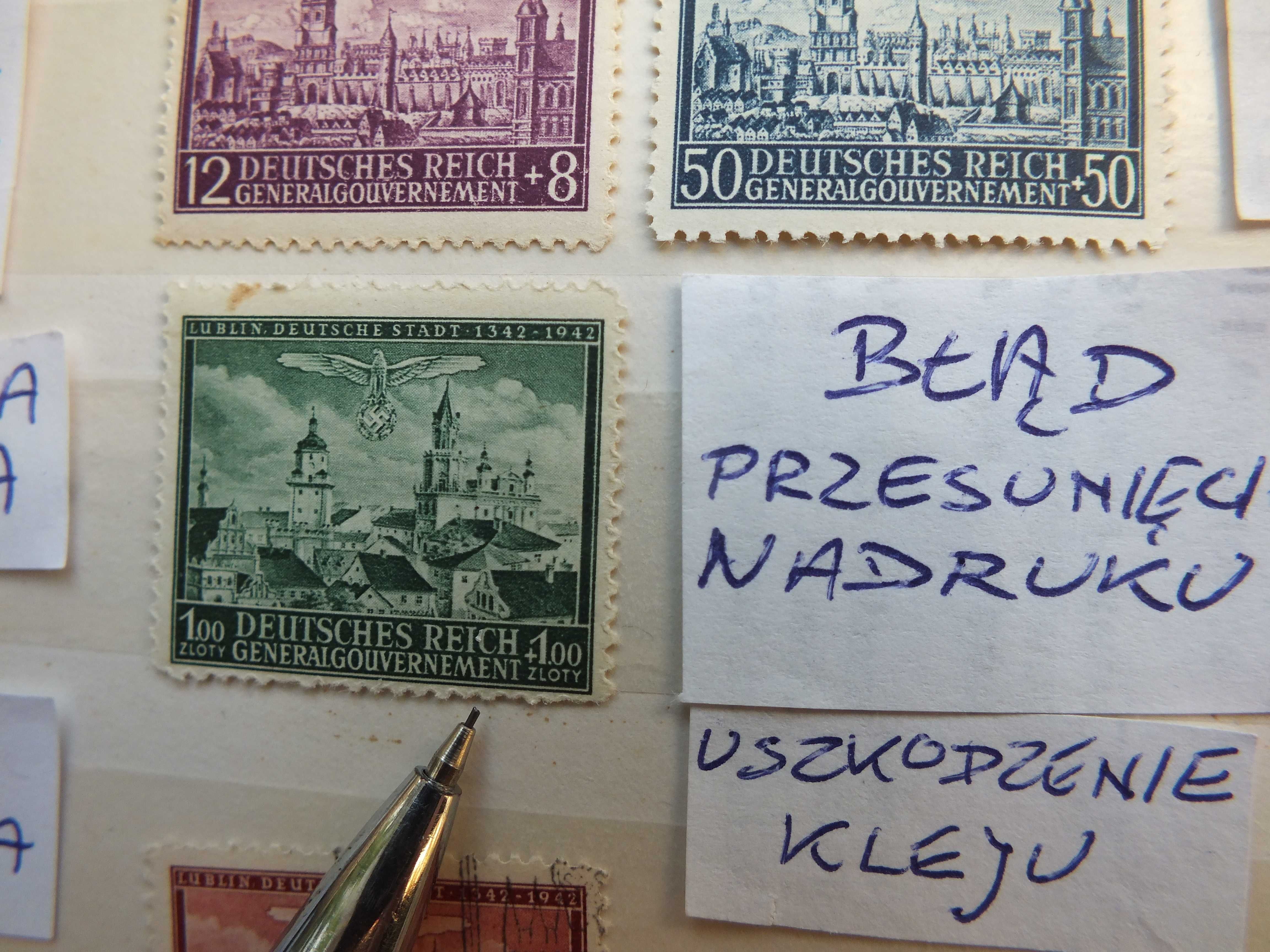 4szt. znaczki seria Fi92 GG Niemcy 1942r. LUBLIN Swastyka,Gapa Rzesza