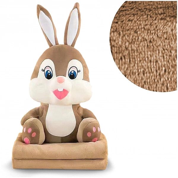 Koc PLUSZOWY 100x160 z poduszką - maskotką 3w1 dla dzieci