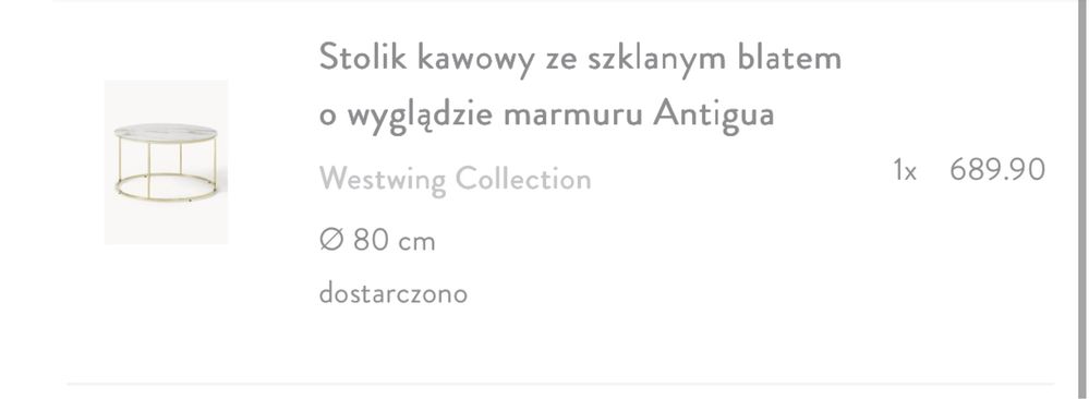 Stolik kawowy szklany marmur Antigua Westwing