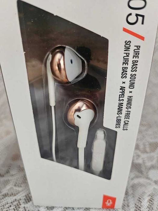 Nowe Słuchawki Przewodowe JBL Tune 205 Biało-Złote