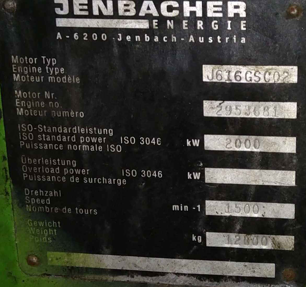 Gerador Jenbacher de 2000kva gás natural
