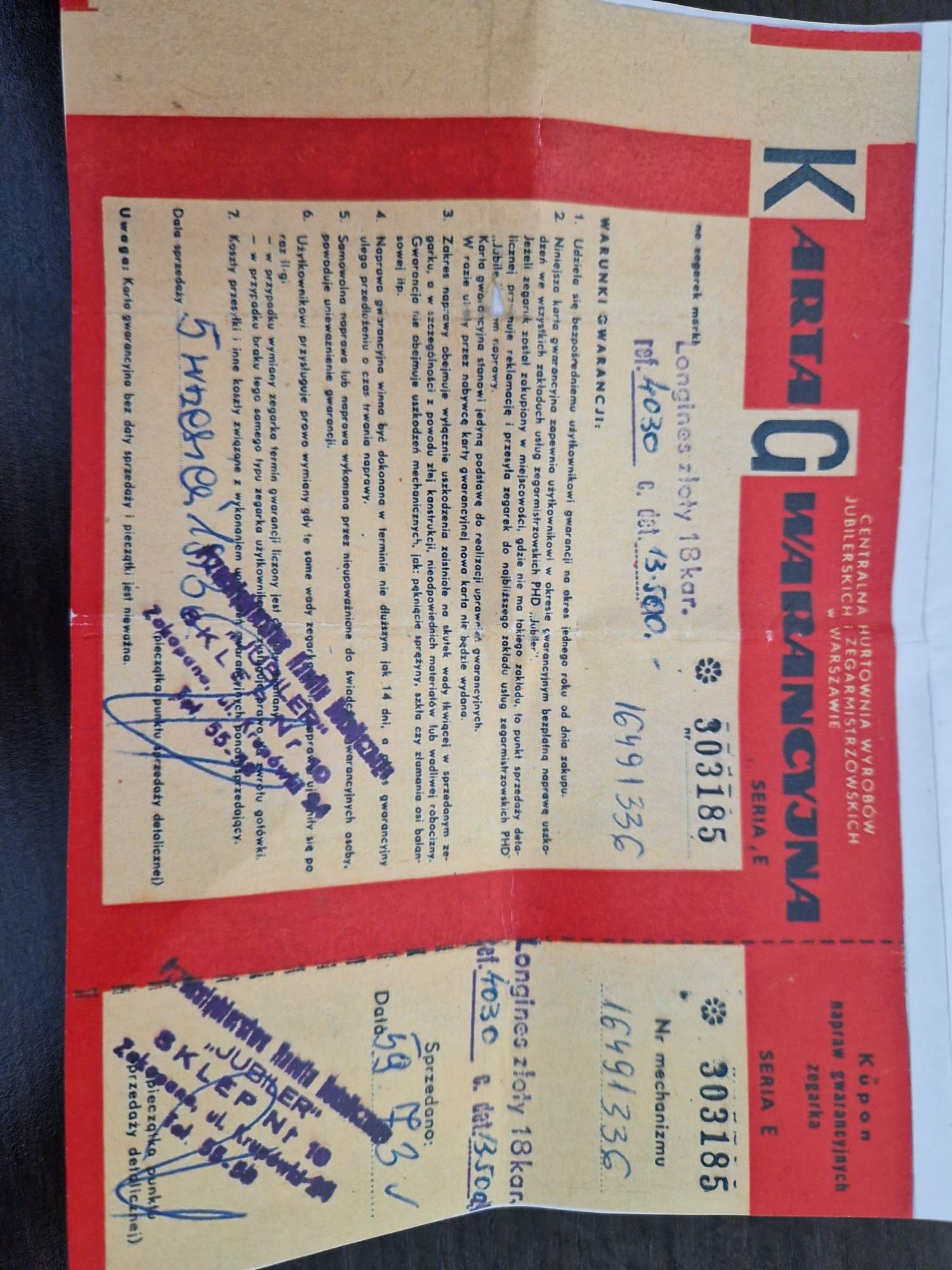 Złoty zegarek Longines
