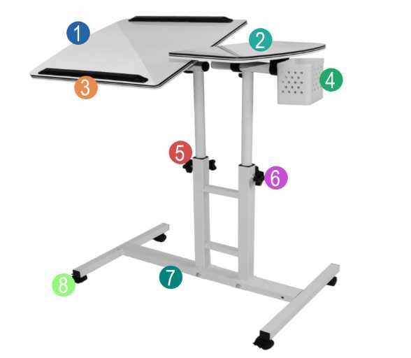 Столик стол подставка для ноутбука на колесиках Белый
