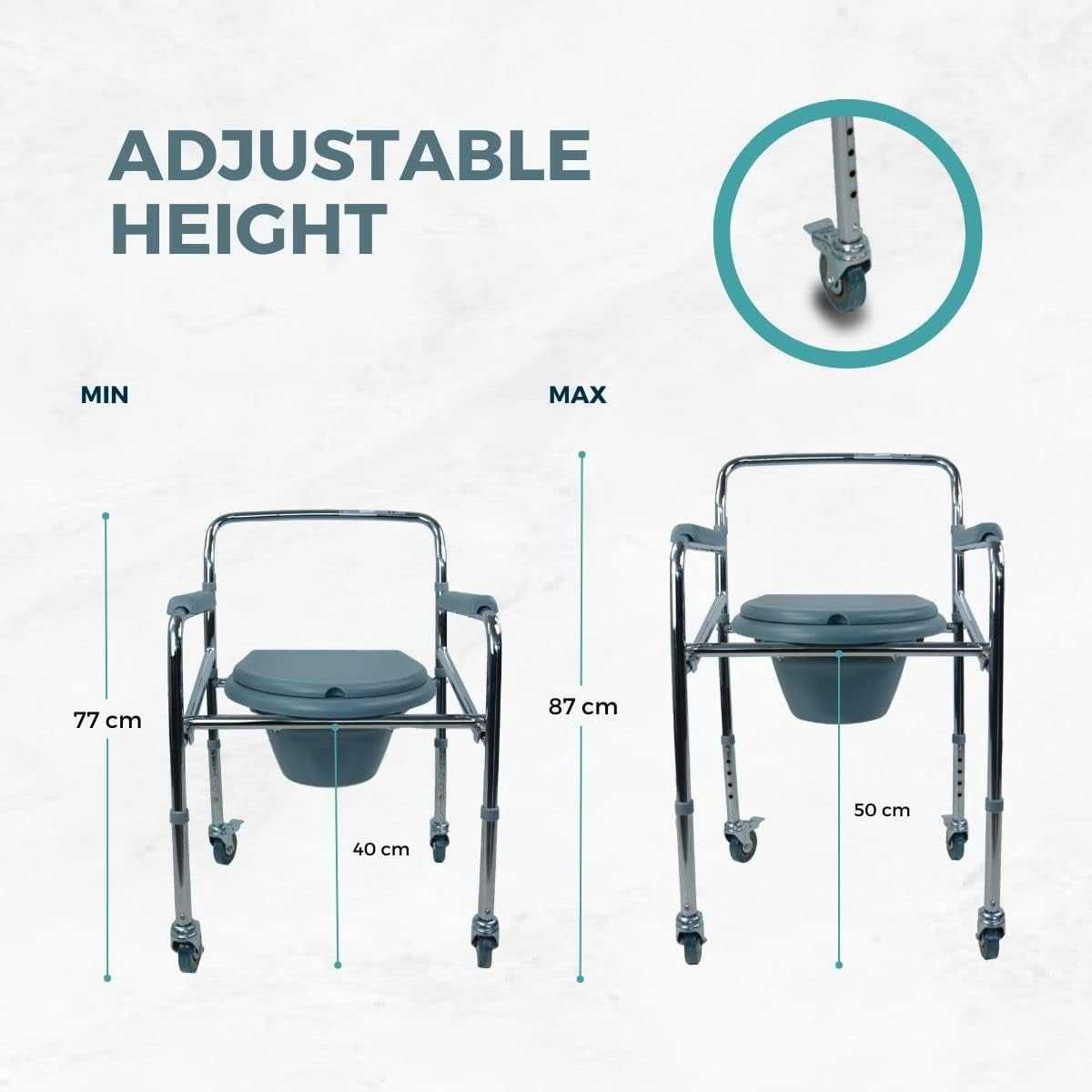 Mobiclinic Muelle Wózek toaletowy krzesło WC składane  MAX 100 KG