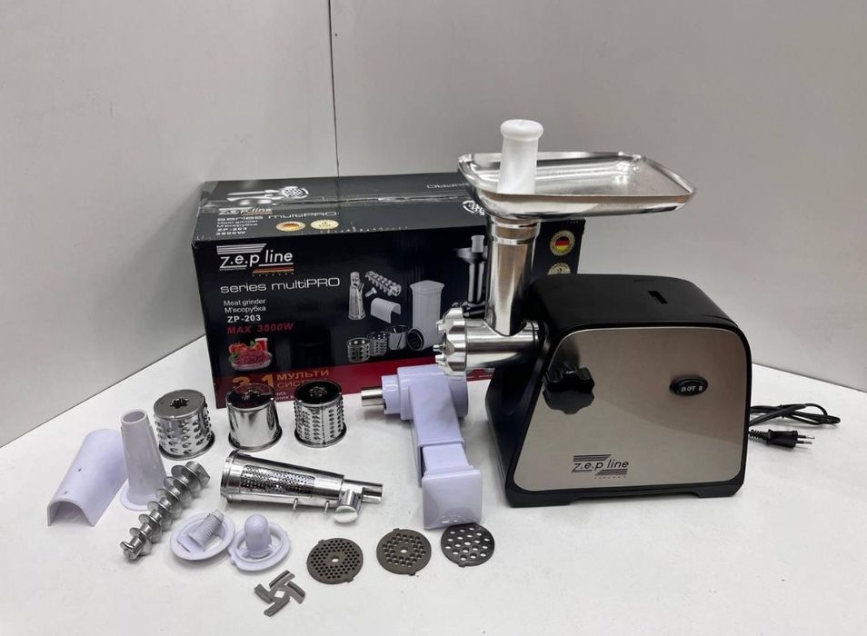 Електром’ясорубка + соковитискач з шатківницею Zepline / мясорубка