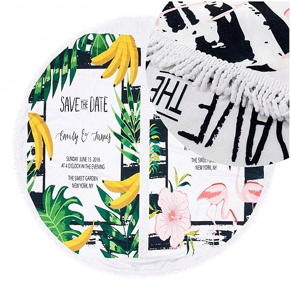 Ręcznik Koc Plażowy 150 cm Okrągły Mikrofibra BOHO