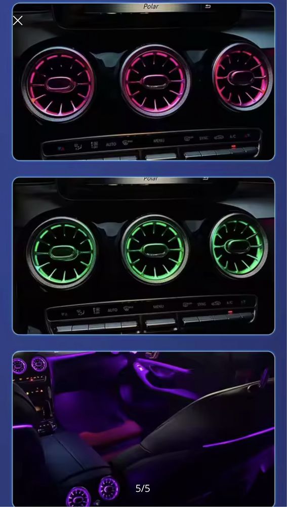 Mercedes GLC X253 C-Class W205 Ambient light 64 Дефлекторы Воздуховоды