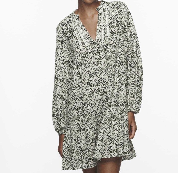 NOWA 40 L ZARA sukienka zielona khaki wzór print bawełna