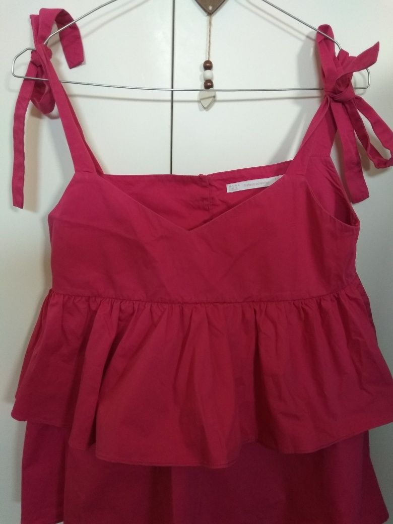 Blusa  top Zara com folhos rosa choque .Linda.Oferta de portes  normal