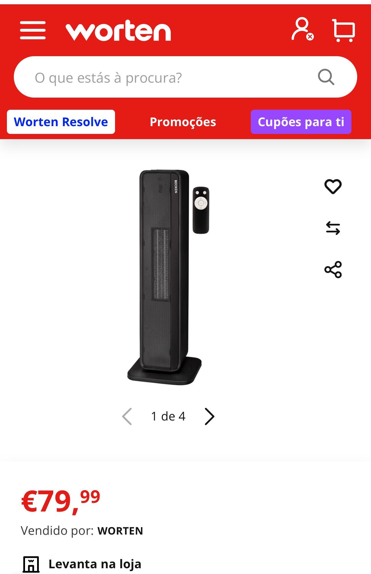 Aquecedor cerâmico BECKEN BCTH7548 – 2000W