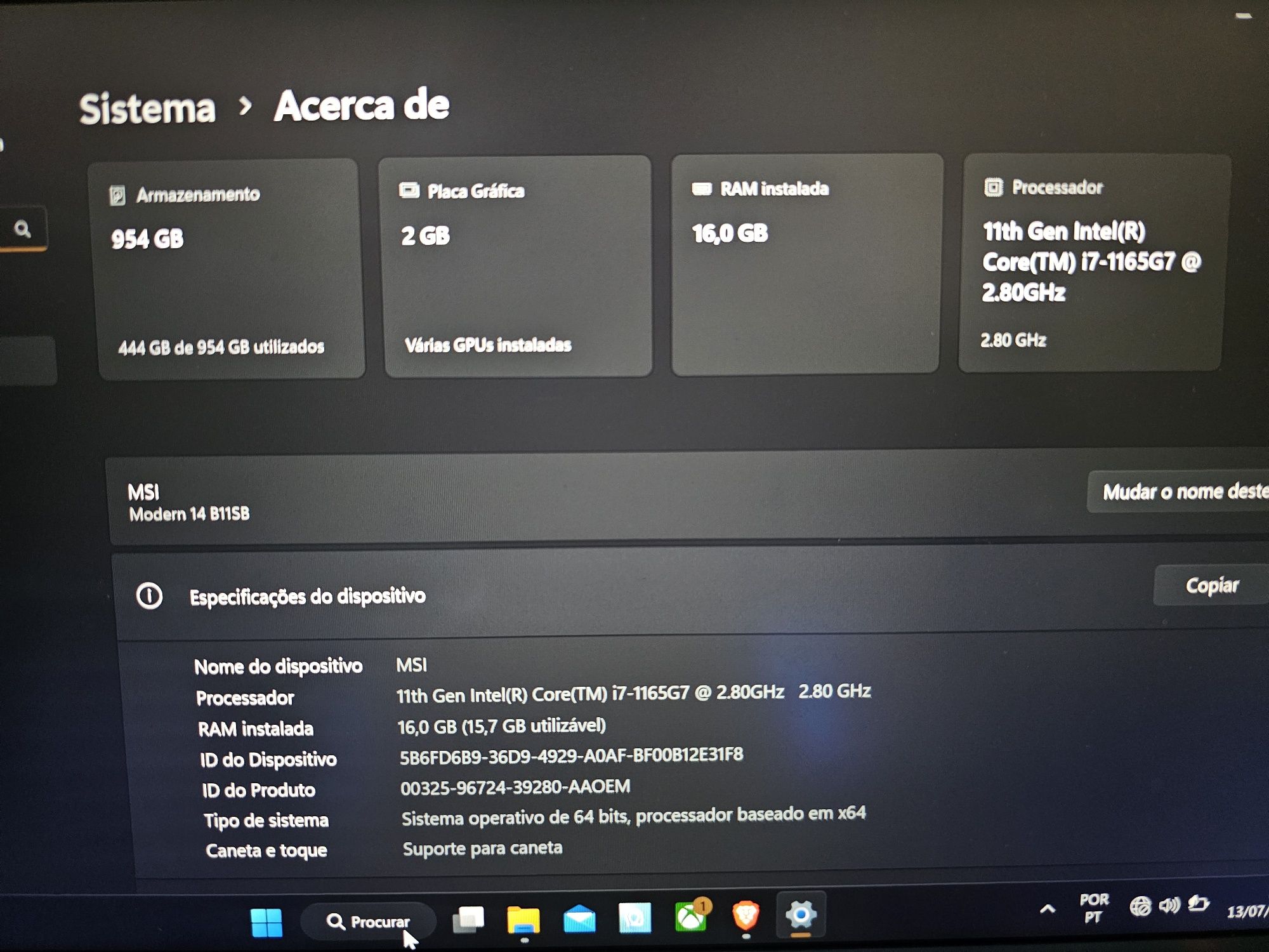 Portátil MSI Modern