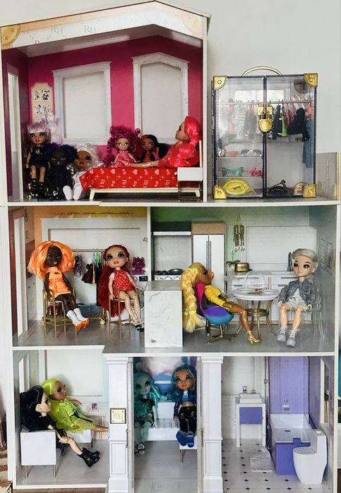 Domek rainbow high+13 lalek+szafa