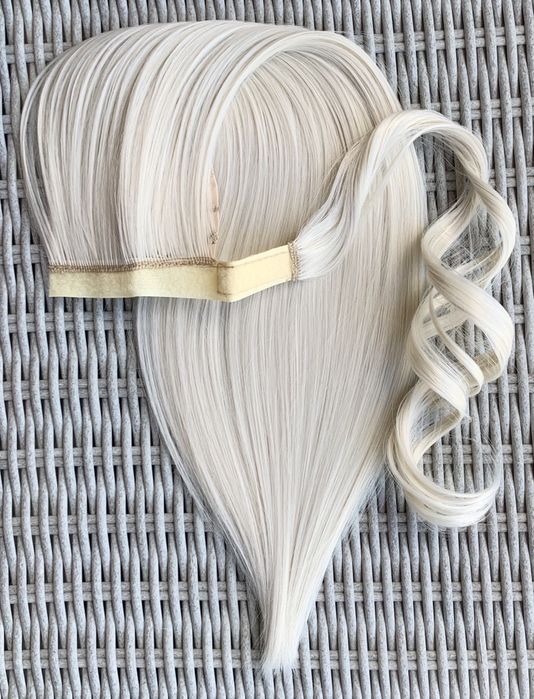 Premium Ultra włosy doczepiane, platynowy blond, kucyk, treska 253.