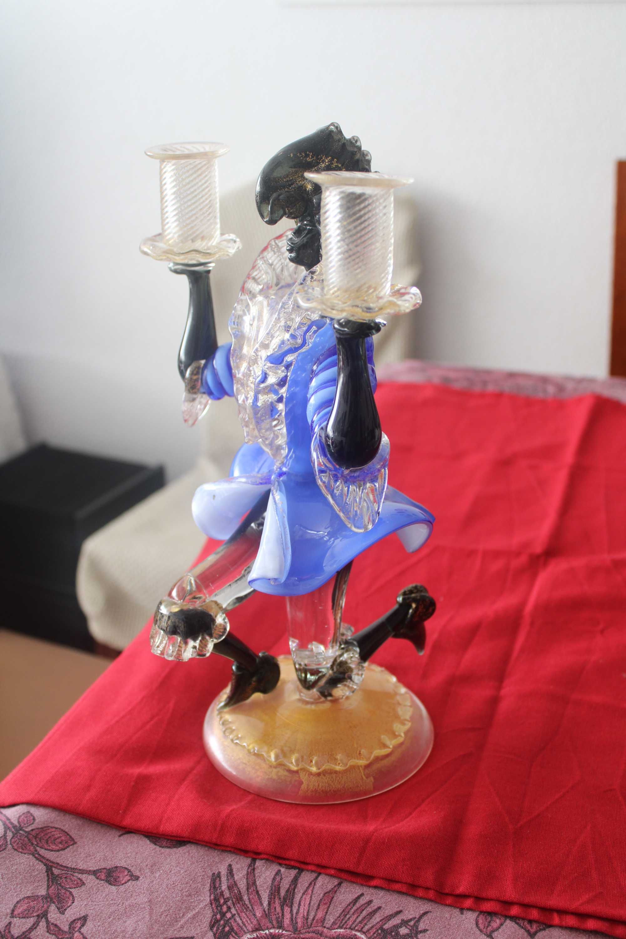 Candelabro em Vidro de Murado com 2 Lumes, com 35 cm