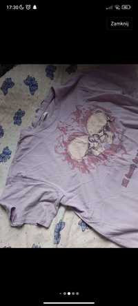 Fioletowa koszulka z nadrukiem czaszek goth grunge