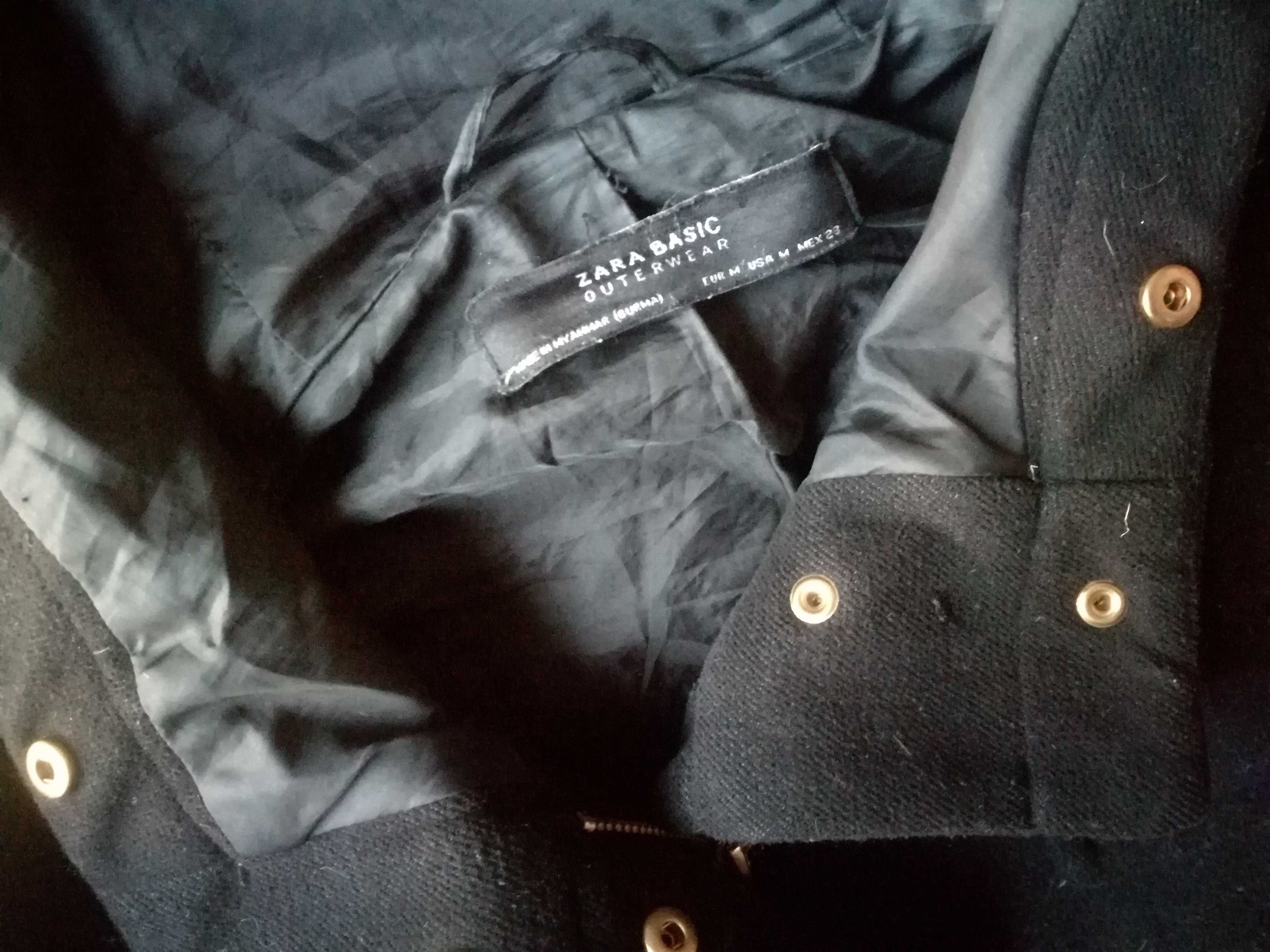 Zara Czarna kurtka ciążowa Płaszczyk z kapturem rozmiar 38 (M)