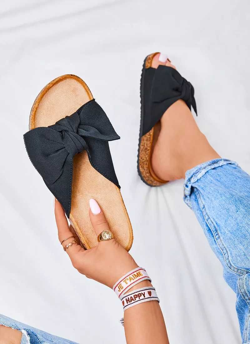 Klapki BLACK TEX Lorie DeeZee r. 39 (NOWE) - r. zaniżony