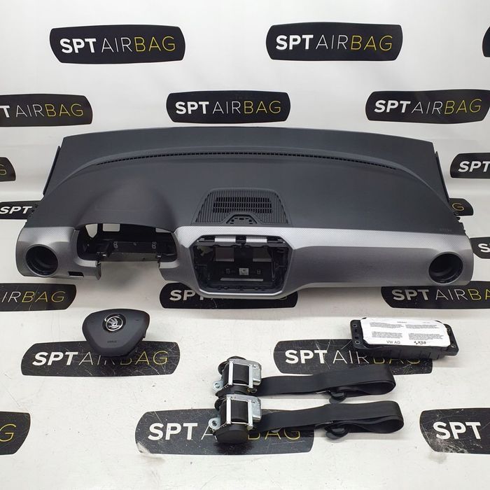 SKODA CITIGO DESKA ROZDZIELCZA KONSOLA KOKPIT PULPIT PODUSZKI AIRBAG AIR BAG PASY KIT SET
