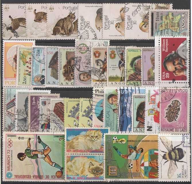 Filatelia: 230 selos mundiais, novos e usados