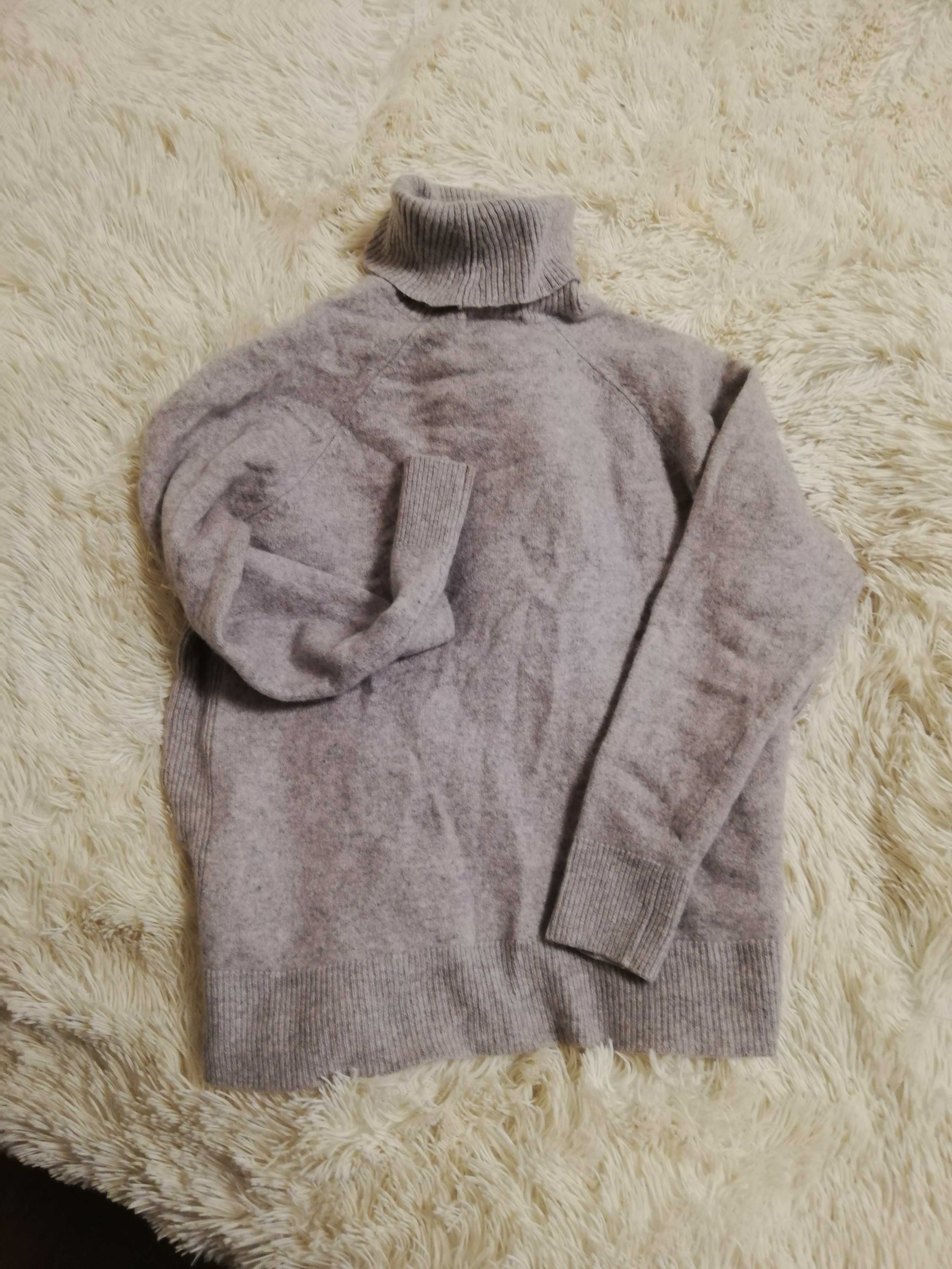 sweter 100% kaszmir S M Cubus szary sweter golf kaszmir S M
