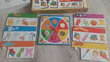 Drewniane puzzle, gra edukacyjna, sensoryczna touch and tell