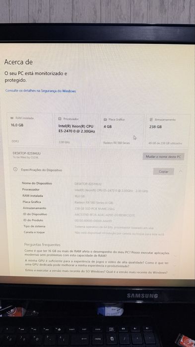 PC Gaming com RGB Xeon 8/16 16gb RX580 256gb nvme