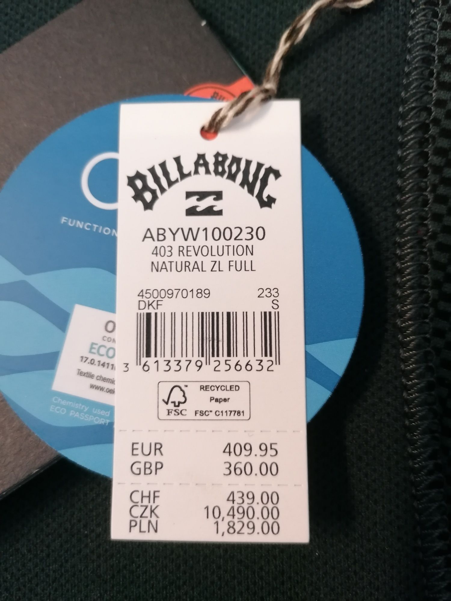 Fato surf - Wetsuit Billabong 4/3 Revolution Zippless Tamanho S (NOVO)
