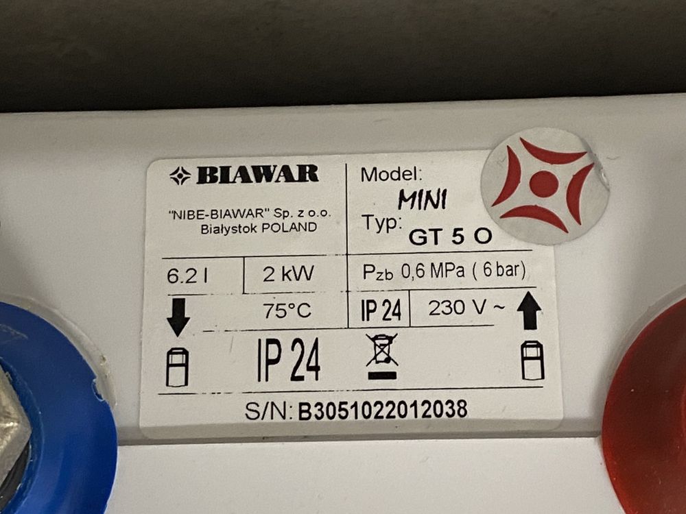 Podgrzewać wody elektryczny ciśnieniowy Biawar 5L 2kW