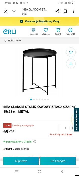 Stolik biały metalowy IKEA