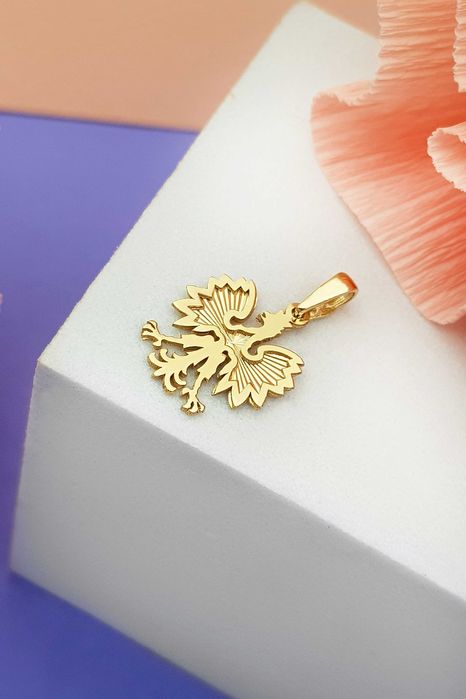 Złota zawieszka do łańcuszka diamentowany orzeł w koronie pr. 585