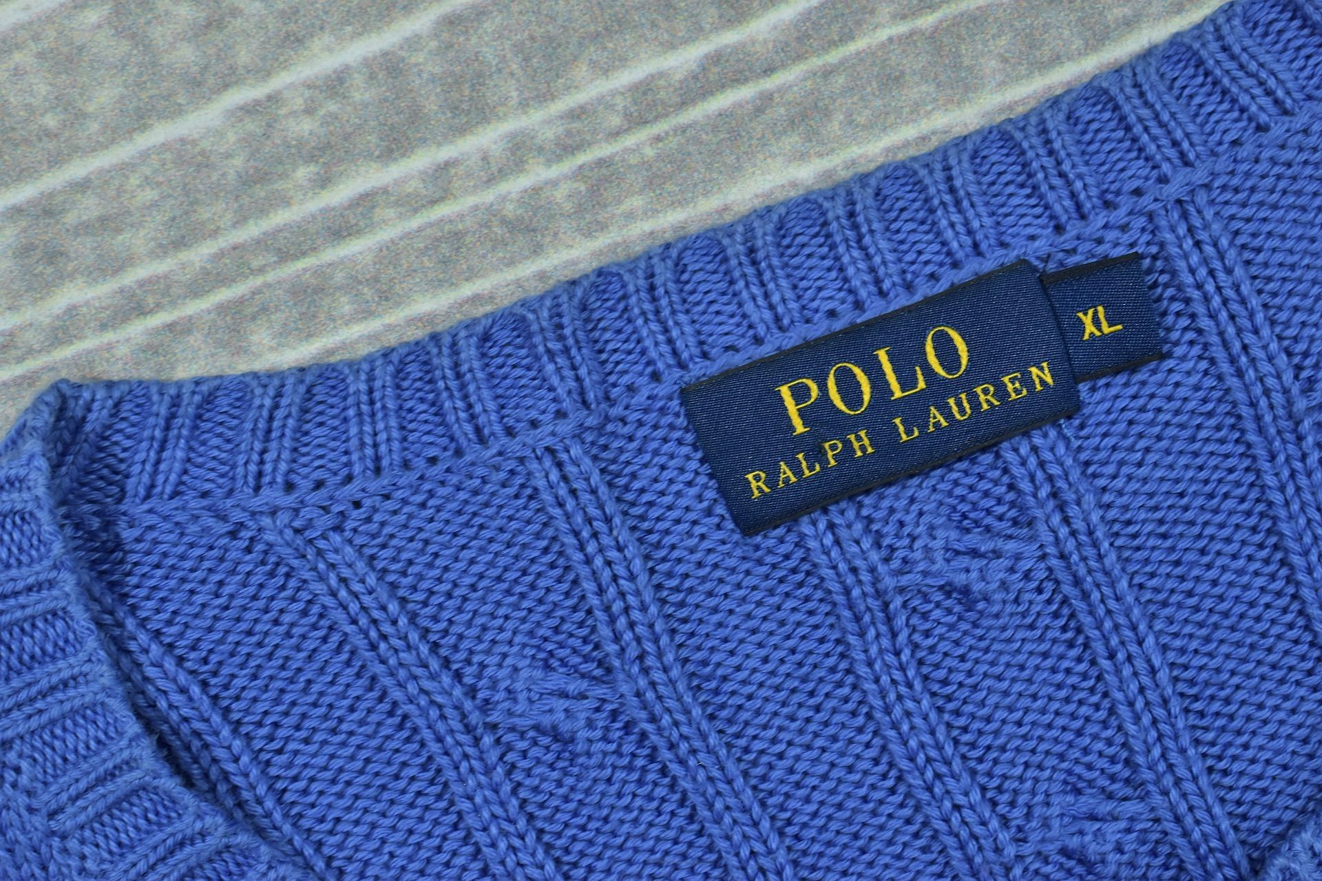 RALPH LAUREN Bawełniany Sweter Damski Warkocz XL