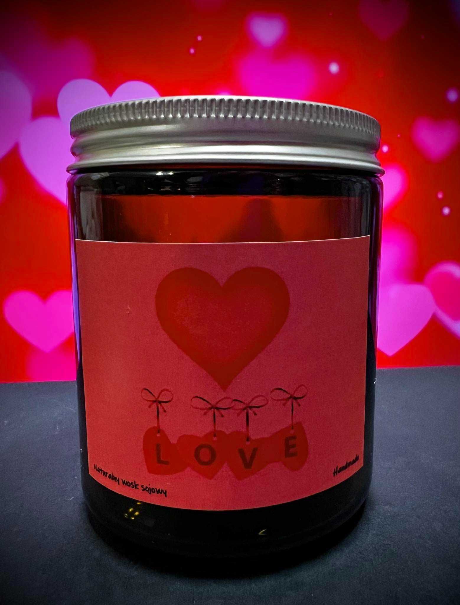 Świeca sojowa Walentynkowa HANDMADE 200 ml