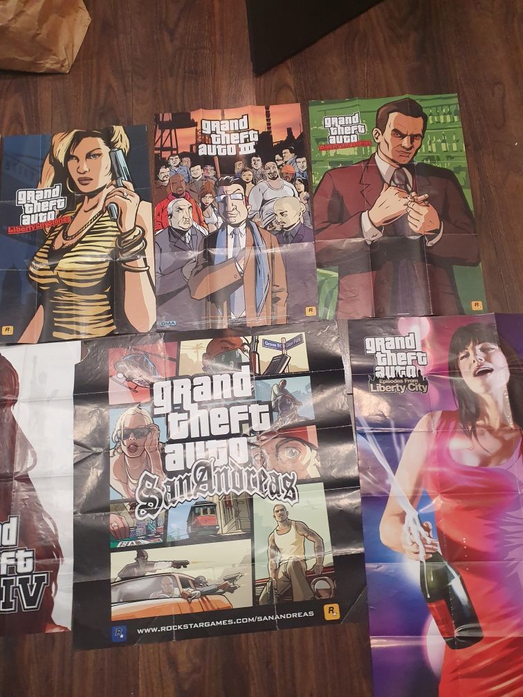 7 plakatów z gier kolekcjonerskich GTA 3 4 5 Liberty city san andreas