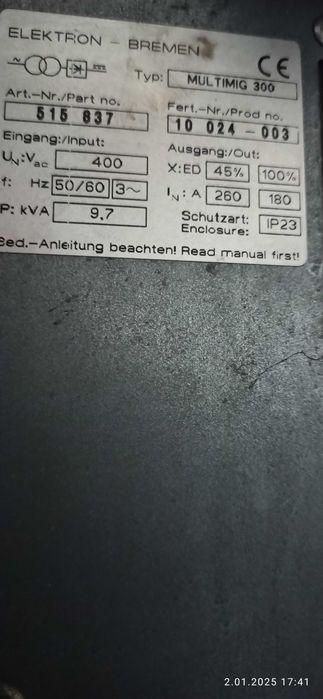 Spawarka Electron Multimig 300 ( Lorch C3050 )