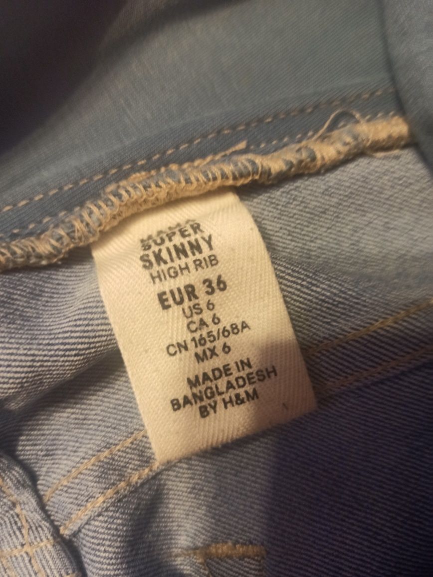 Jeansy spodnie ciążowe hm skinny 36