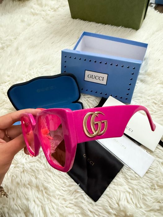 Okulary gucci gg przeciwsloneczne rozowe fuksja jasne szkla