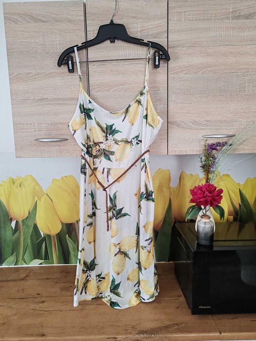 Letnia sukienka fashion rozmiar 44 poliester/spandex cytryny