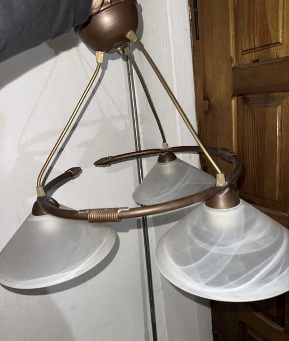 Abażur lampa klosz lampa wisząca z trzema kloszami brązowa metalowa