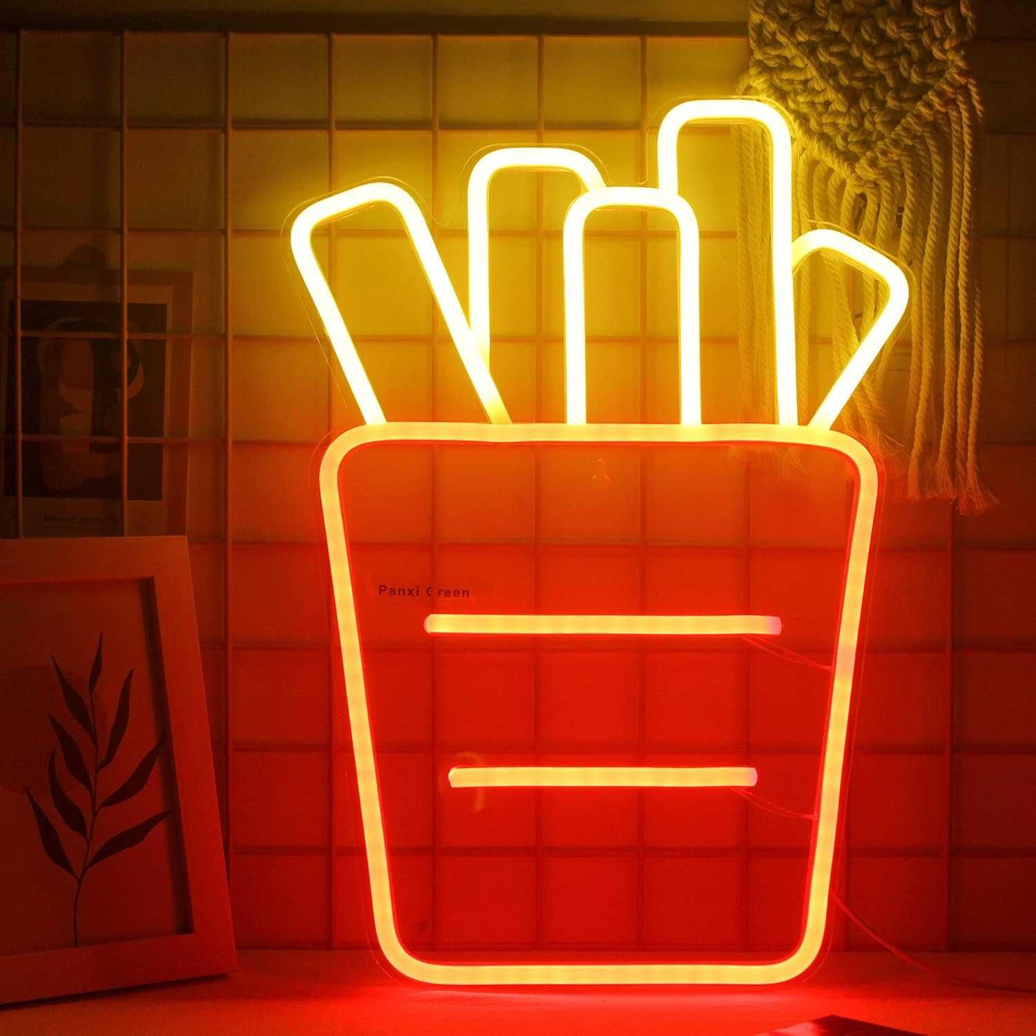 Sinal Luminoso Néon LED em Acrílico Forma de Pacote de Batatas Fritas