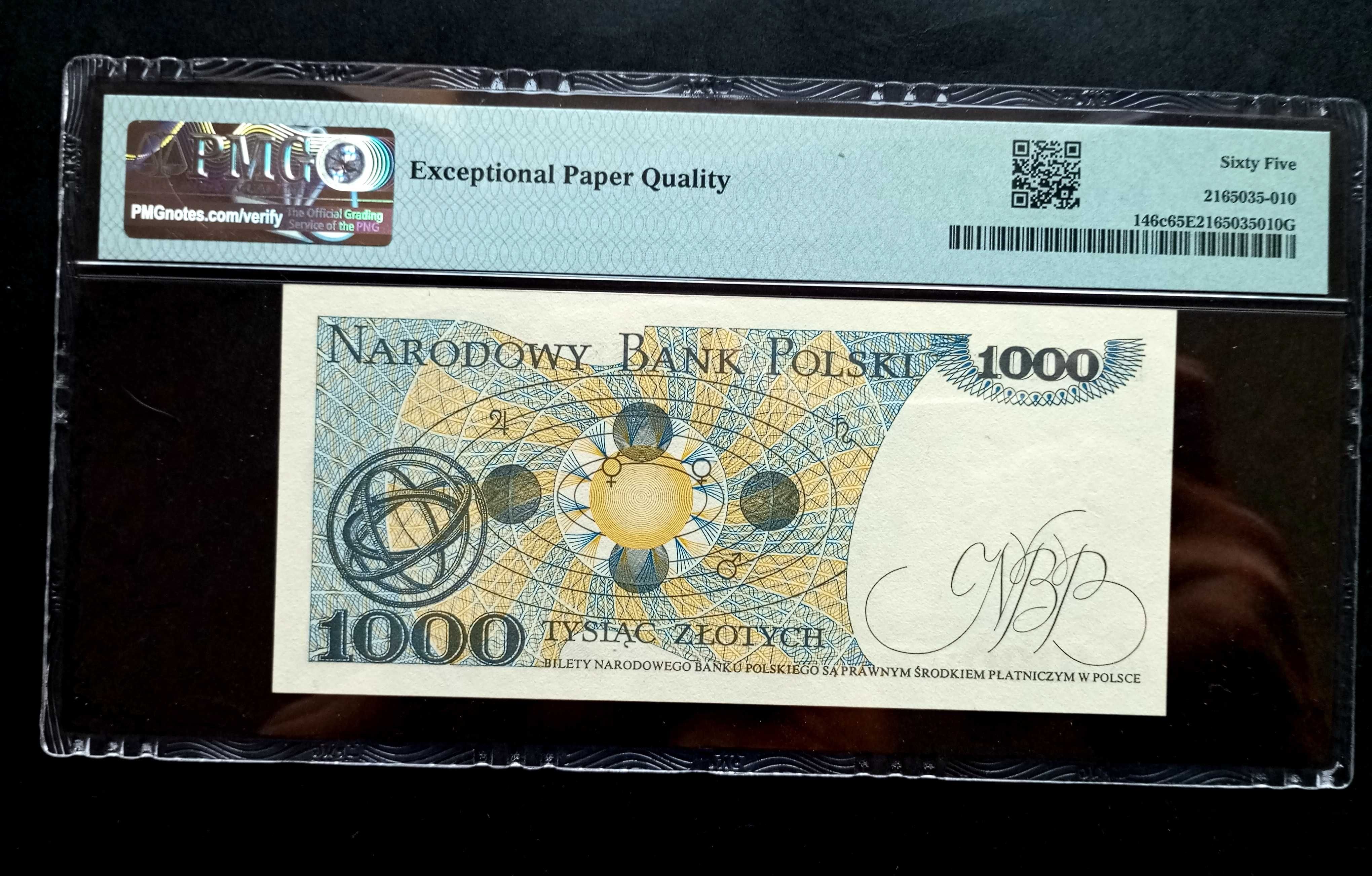 1000 zł 1982 - DT -   UNC PMG  65