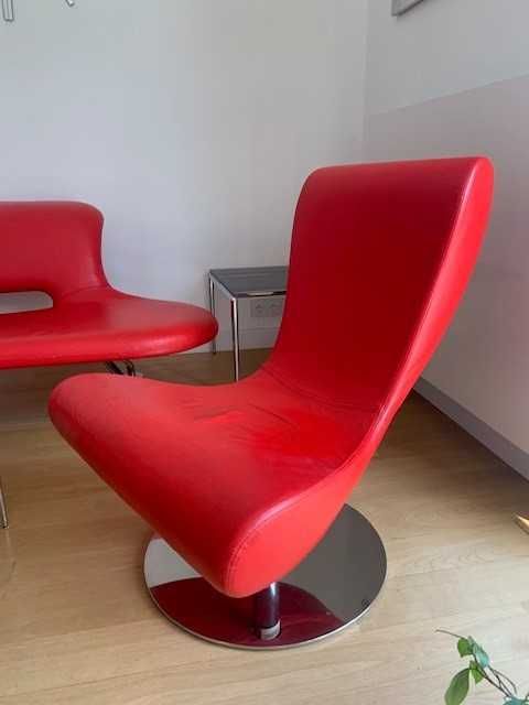 Zestaw sofa i 2 fotele ze skóry oryginalny design