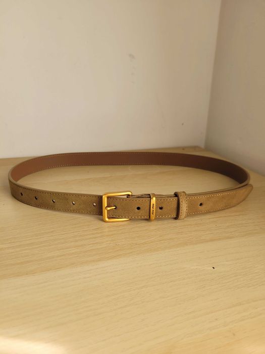 Zamszowy damski pasek 110 cm w kolorze khaki